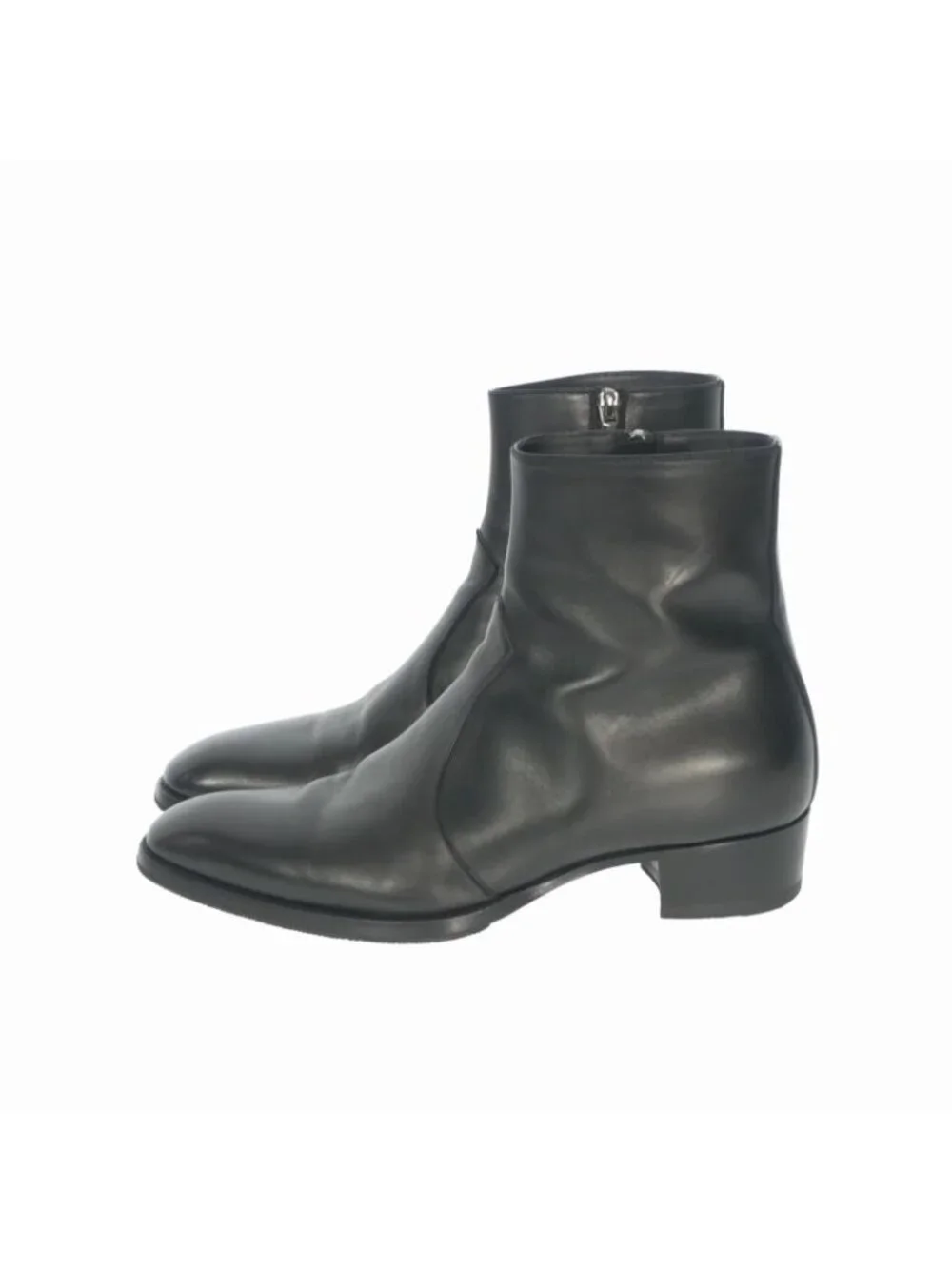 Saint Laurent Paris Wyatt Zipped Boots Leather Side Zip Shoes 41 Black